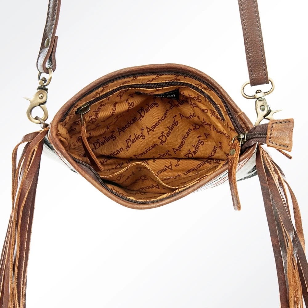 American Darling Crossbody Bag Genuine Western Leather Women's Bag with Cowhid - Picture 3 of 5